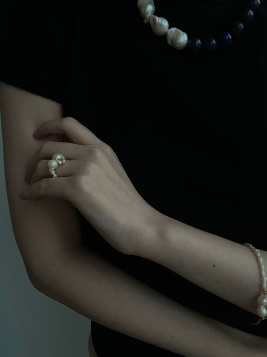 Lapis Lazuli Bold Baroque Pearl Necklace