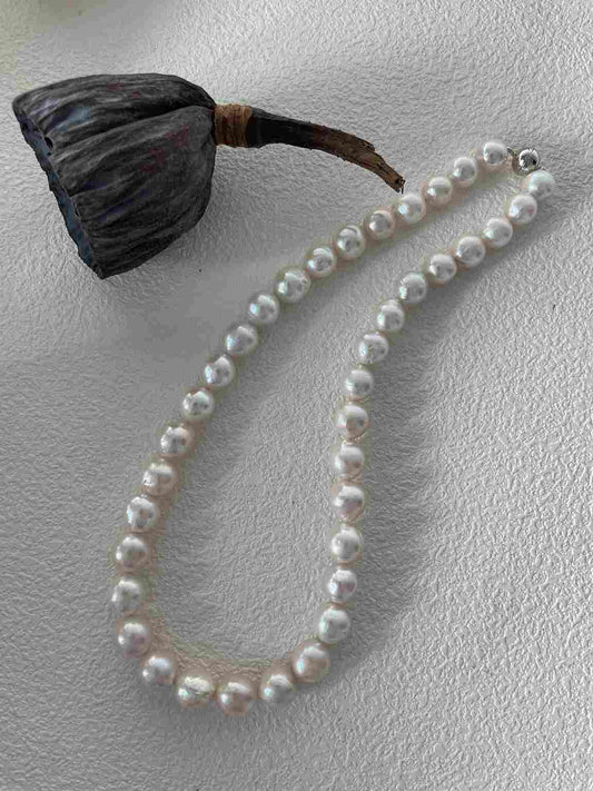 Edison Silver Ball Pearl Necklace