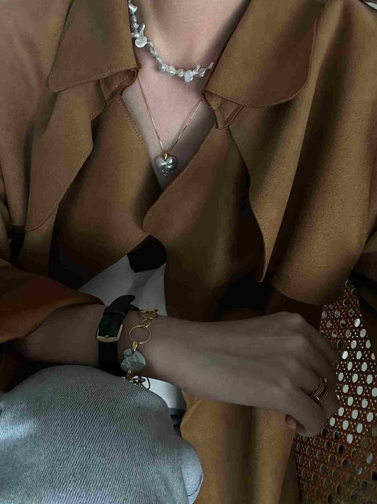 Geometric Heart Baroque Pearl Bracelet