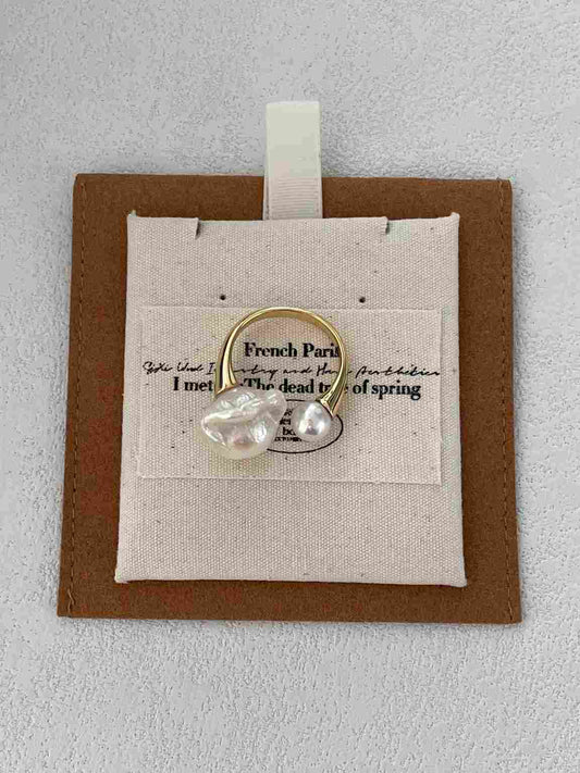 Twin Glow Baroque Pearl Open Ring