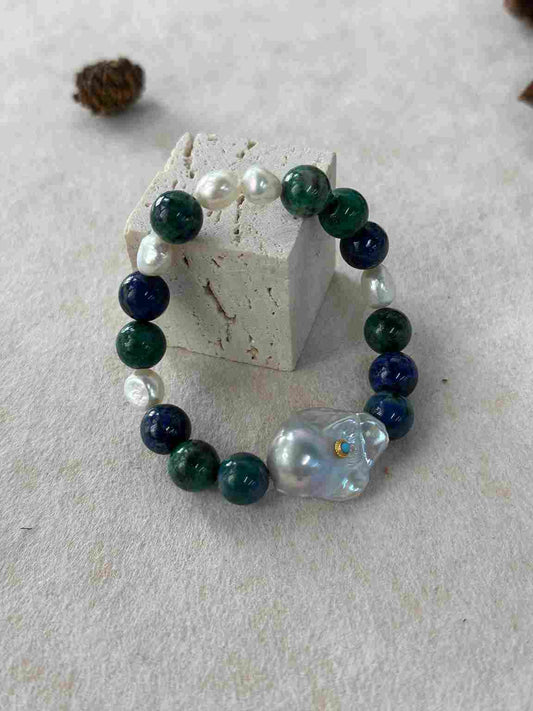 White & Turquoise Baroque Bracelet