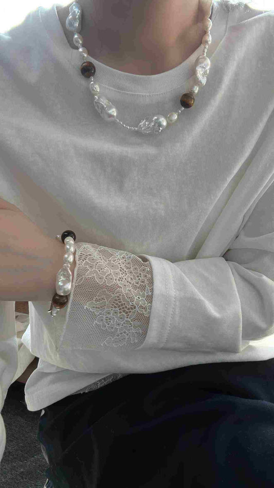 Tiger’s Eye Baroque Pearl Bracelet