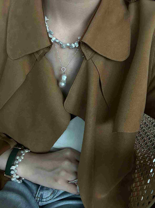 Double Halo Baroque Pearl Necklace