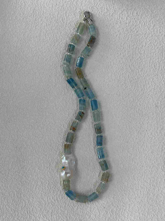 Blue Turquoise Barrel Necklace