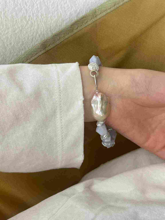 Blue Purple Natural Stone Baroque Bracelet