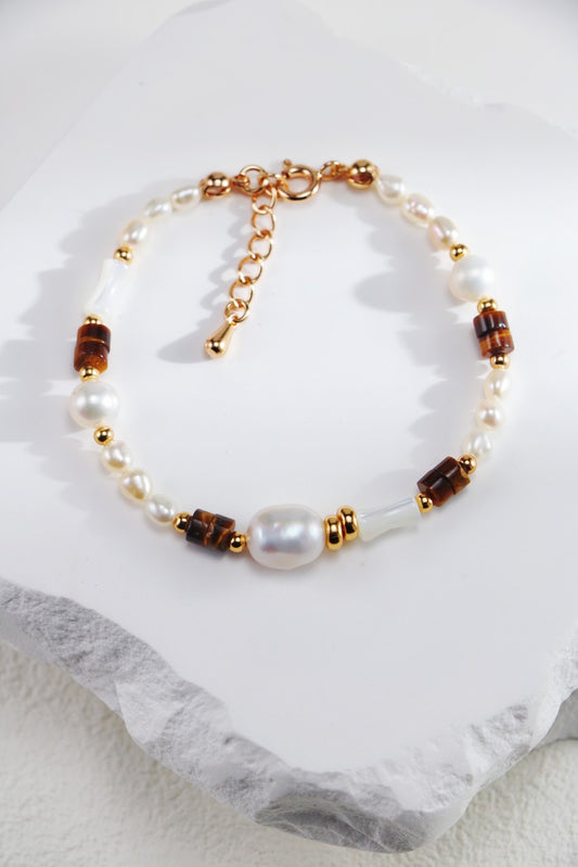 Tiger Eye Stone/Mother of Pearl Bracelet