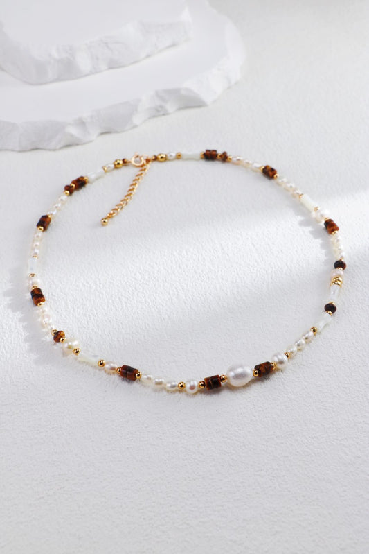 Tiger Eye/Mother of Pearl Necklace