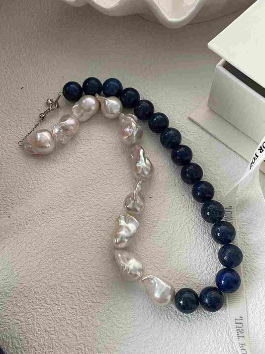 Lapis Lazuli Bold Baroque Pearl Necklace