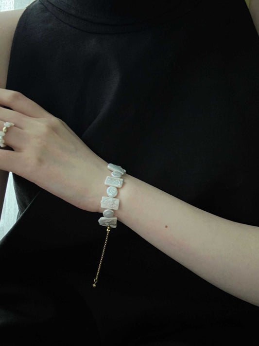 Geometric Baroque Pearl Bracelet
