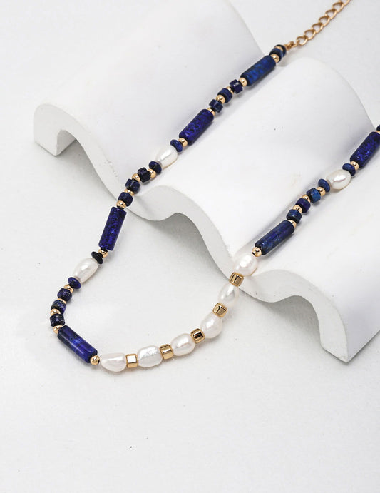 Lapis lazuli pearl necklace - anne-sandy -  - 