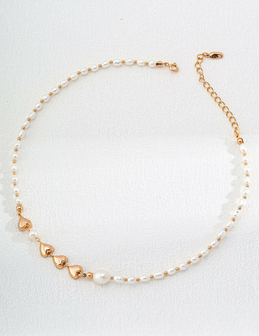 Natural Pearl Love Necklace (Sterling Silver Necklace) - anne-sandy -  - 