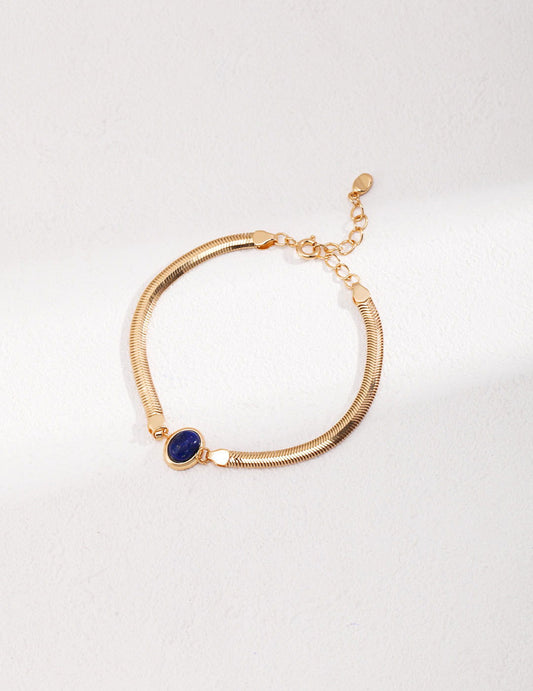 Natural lapis lazuli/tiger eye stone temperament bracelet - anne-sandy -  - 