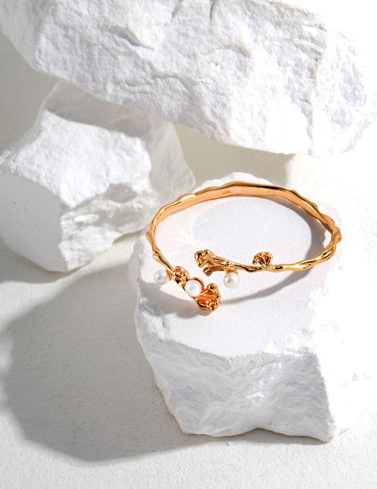 Wave element sterling silver pearl bracelet - anne-sandy -  - 